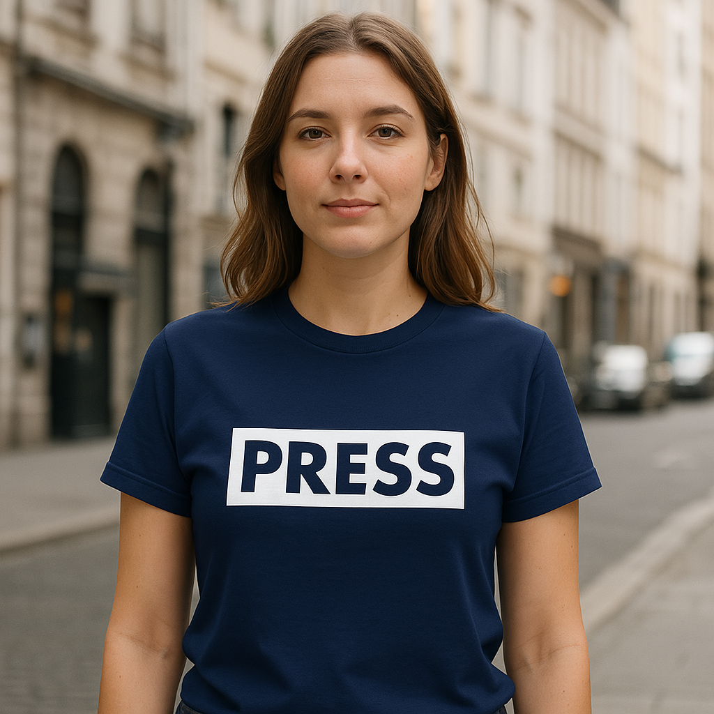 "PRESS" Statement T-Shirt – Navy Blue