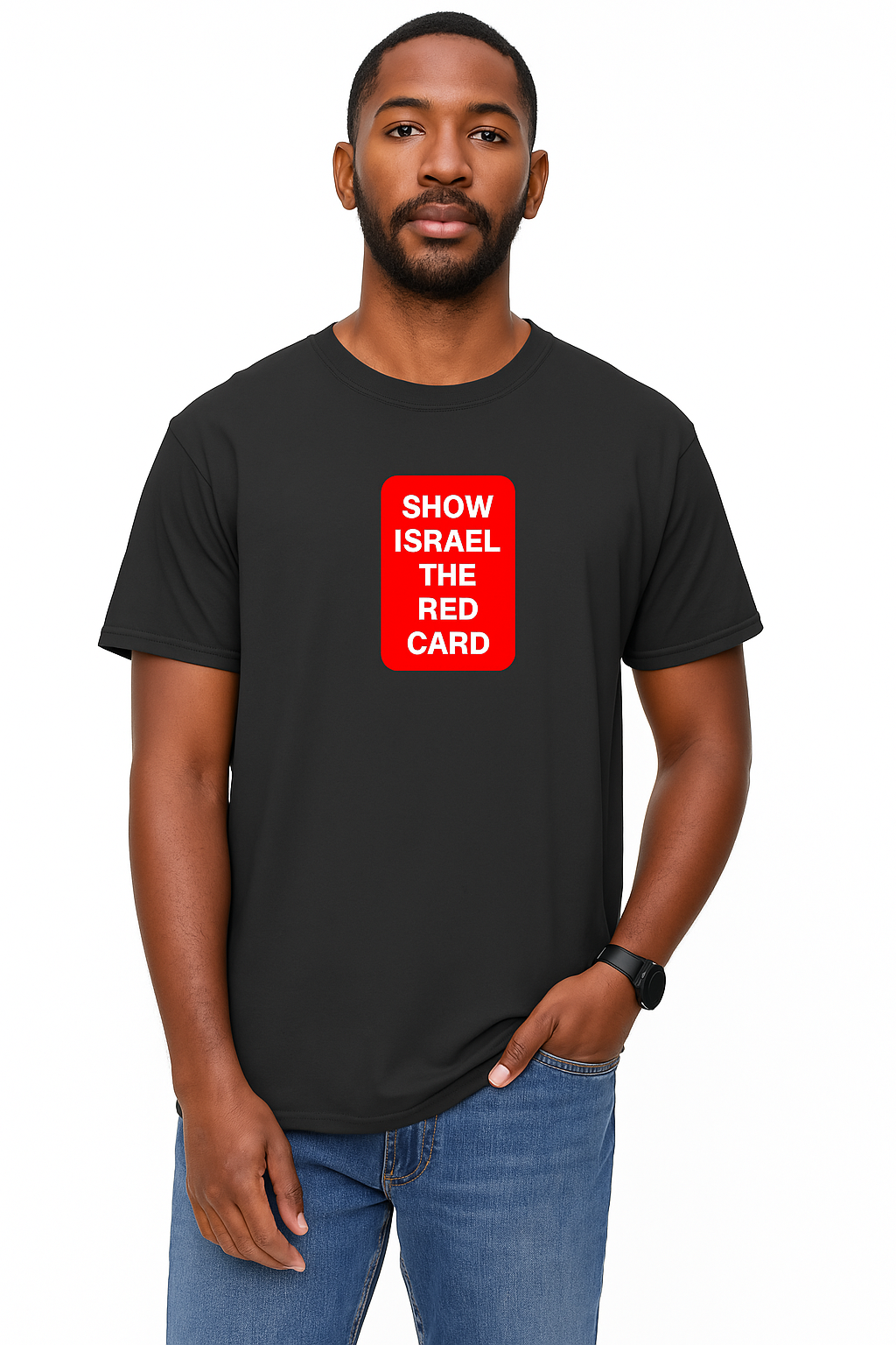 "Show Israel the Red Card" Protest T-Shirt – Black