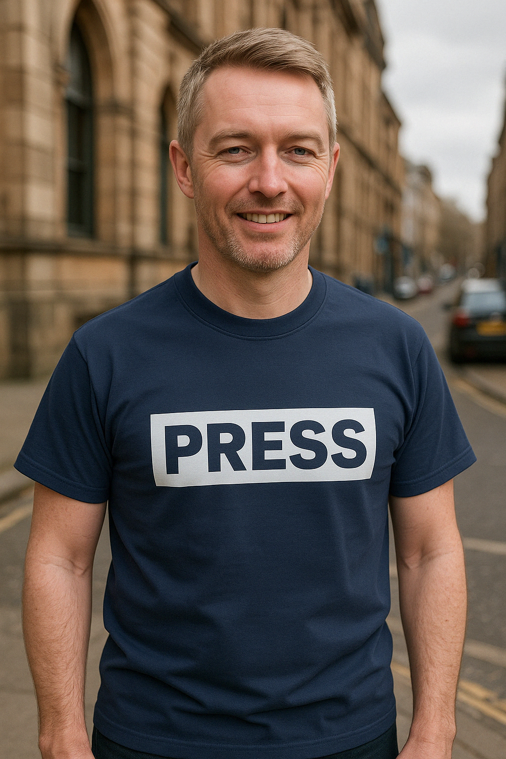 "PRESS" Statement T-Shirt – Navy Blue