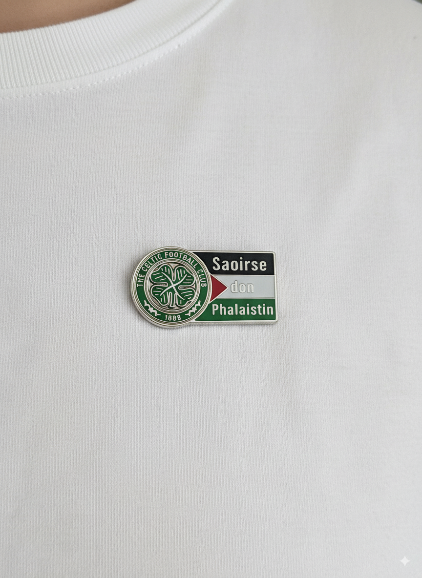 Celtic FC Solidarity Badge – Saoirse don Phalaistín (Freedom for Palestine in Irish)
