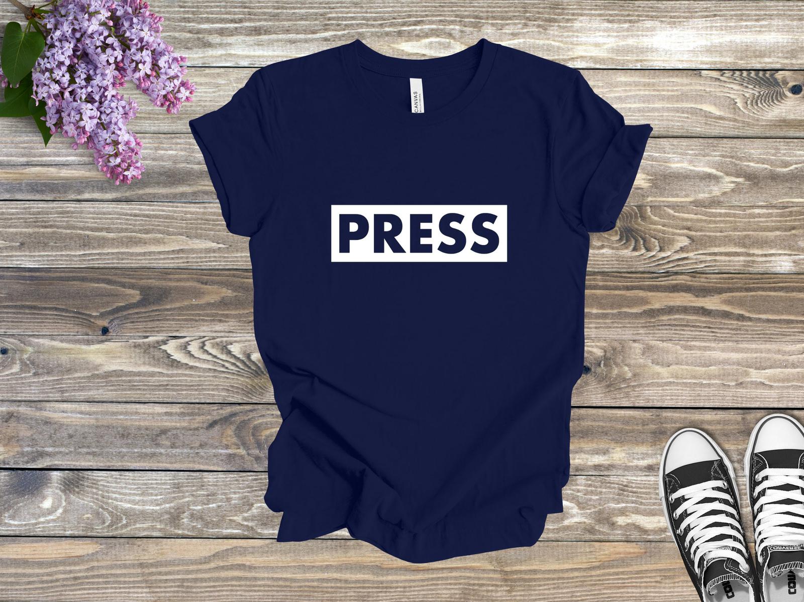 "PRESS" Statement T-Shirt – Navy Blue